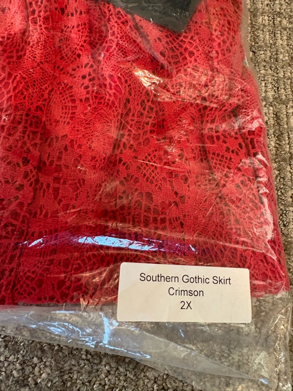 Southern Gothic Crimson Lace A-Line Skirt - 2X